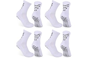 Gogogoal 4-Pairs Non-slip Football Socks for Men Women, Cushioned, Breathable, Cotton, Grip Sports Sock for Soccer Rugby Cricket Yoga Pilates Tennis Cycling Hiking