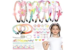 LOHAME 8 Stück Haarreifen Bastelset Kinder DIY Haarschmuck Mädchen ab 5 6 7 8 9 10 11 12 Jahre Kinder Kreative Basteln Geschenkideen Einhorn Geschenke Geburtstagseschenk für Mädchen Paty Einschulung