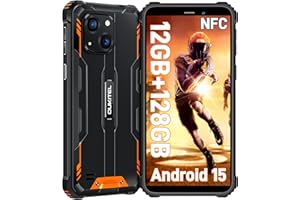 OUKITEL WP32 Movil Irrompible Android 15-12GB+128GB (1TB Ampliable) Móvil Rugerizado, 6.0'' HD+ Pulgadas, Batería 6300mAh Smartphone Resistente, 20MP+5MP, Face ID, Dual 4G SIM/NFC/OTG, Naranja