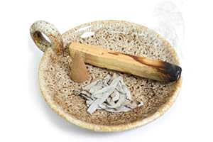 ‎BEYLAB BEYLAB Sage Smoking Holder White Sage for Ceramic Incense Stick Holder, Palo Santo Holder, Incense Bowl, Candles, Smudge, Incense Burner Minimalist Decoration (Yellow Brown)