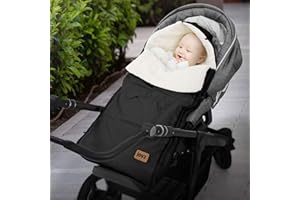 Joyz Chancelière pour Bébé, Polyester, Noir, Sac de Couchage Universelle, Fermeture Éclair, Résistante aux Intempéries, Picots Antidérapants, Couverture Douillette d'Hiver, Poussette ou Siège Auto