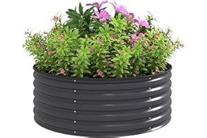 Outsunny Podwyższona grządka ze stali, grządka ogrodowa, możliwość układania w stos, skrzynka na kwiaty, skrzynka na rośliny, 120 x 120 x 43 cm, do ogrodu, na balkon, taras, donica na kwiaty, rośliny