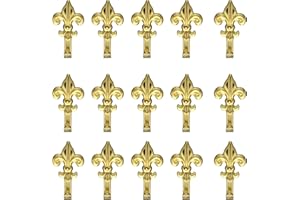 TOPOLENASHOP Set da 15 Ganci Oro, Appendino per Quadro, Forma Giglio, Fiorentino con Chiodi da 17 mm, Ganci da 3 cm 68241