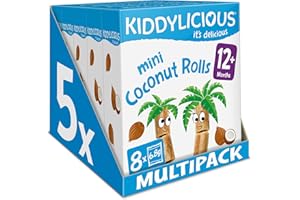 Kiddylicious Coconut Rolls - Delicious Snacks for Kids - Suitable for 12+ Months - 8 Packs of 5 (40 Total)