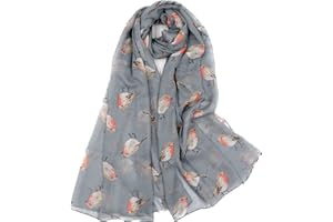 CLAUDIA&JASON Claudia & Jason® Watercolour Robin Bird Printed Large Fashion Scarf Wraps Shawls Scarves For Ladies Women Oversized