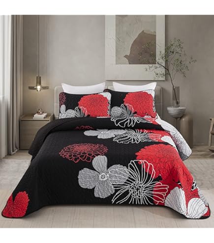 XIUWOUG Couvre-Lit Atelassé De Luxe Dessus De Lit 2 Personnes Boutis Coton Brodé,Couvre