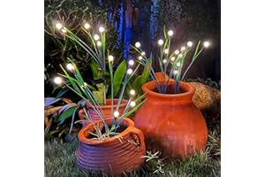 Sakulight 4 Pezzi 32 LEDs Luci Solari Esterno con Foglie, Lucciole Solari da Giardino, IP65 Imperm Decorazioni Giardino per Esterno, Luce Solare Led Esterno