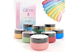 Ceya Mica Powder 8 Colors Set, 2.8oz/ 80g Pastel Color Pearlescent Effect Soap Dye Each 0.35oz Colorant Pigment Powder for Epoxy Resin, Candle Dye, Slime Bath Bombs, Nail Polish, DJY Craft Jewelry