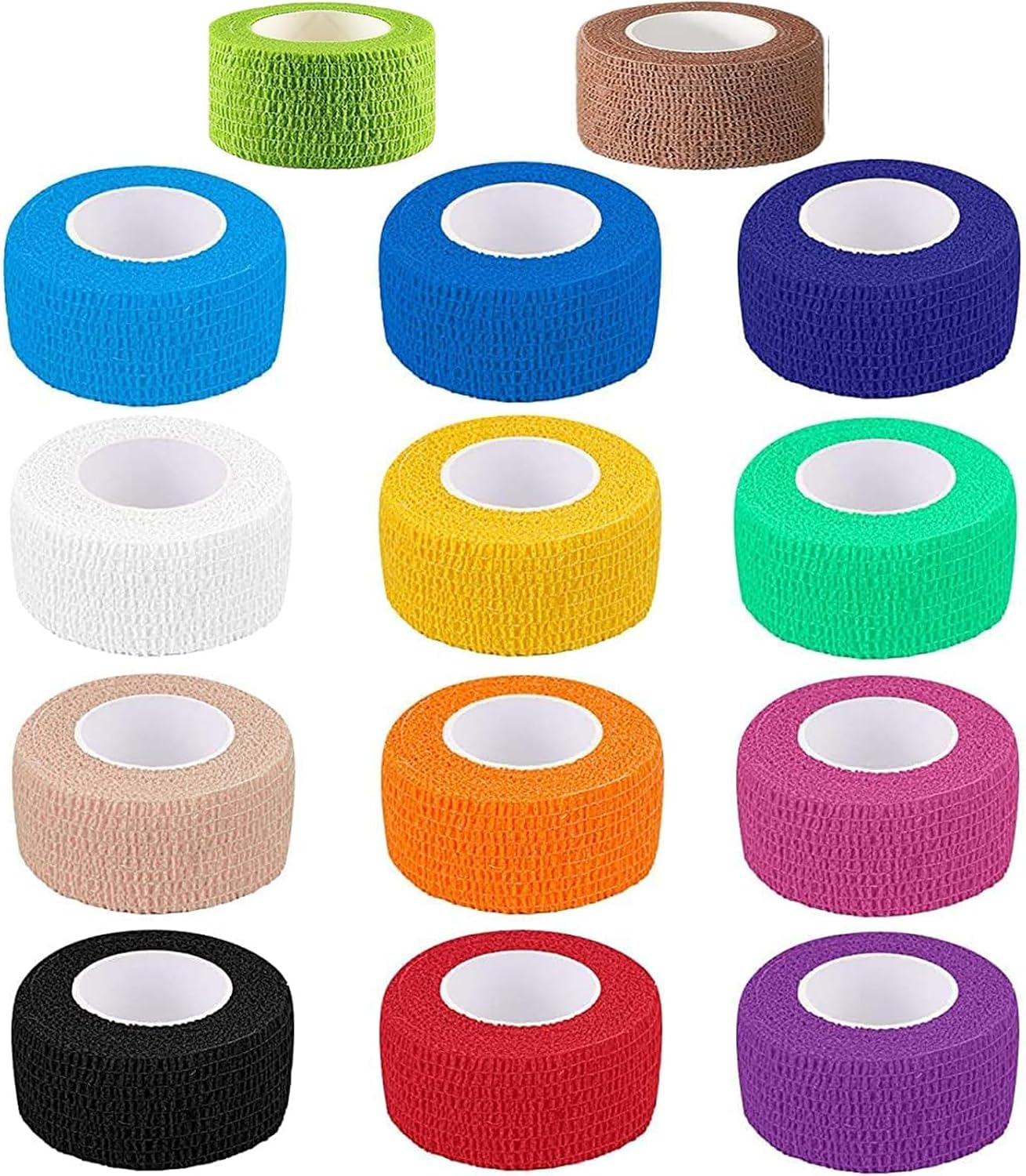 QNLEMON Venda Cohesiva,14 Rolls Vendas Autoadhesivas Bendaje Adhesiva Deportiva Venda Elastica para Muñeca Dedos Lesiones Deportivas,Hinchazón y Venda para Mascotas (2,5 cm x 4,5 m)