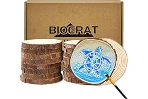 BIOGRAT Dischi di Legno 10 cm Dischetti legno da Decorare, (9-10 cm 16 pz) Tronco Legno Decorativo