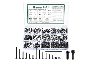 YOUYIDUN 930 Pz M2 Viti e Bulloni e Dadi Set, Testa Bombata con Esagono Incassato + Bulloni Tonda Testa Brugola, Kit Assortito di Viti Esagonale Bussola e Rondelle Set, Nere