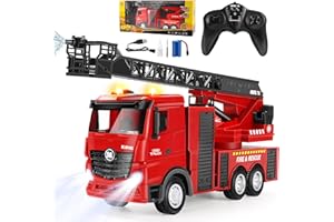 Joellfuner Camion Bomberos Grande Juguete, 1:18 Camión de Bomberos Teledirigido Juguetes con Escalera de Rescate Extensible, Luces y Sonido, Regalo para Niños y Niñas 3 4 5 6 7 8 Años