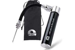 ‎MOMEVO Momevo PocketAir - Mini Ballpumpe mit flexiblem Schlauch für alle Bälle - klein, plastikfrei aus Aluminium - Ballpumpe für Fußball, Basketball, Volleyball