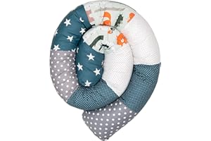 Paracolpi ULLENBOOM ® in foresta, blu, verde (paracolpi cilindrico 200x13 cm, ideale per coprire gli spigoli e supportare i neonati)