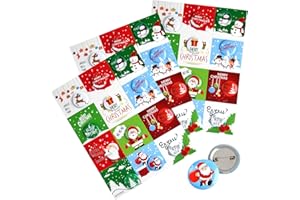 FEPITO 36 Pcs Joyeux Noël Bouton Épingles Mini Pinback Boutons avec des Cartes De Noël pour Enfants Fête De Noël Fournitures