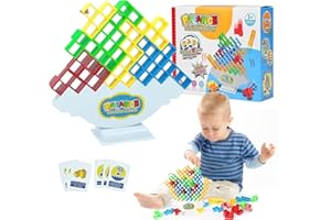 SPERMUOY Jeu d'équilibre Tetra Tower,16 Blocs empilables Jeu d equilibre,Tetra Tower Balance Toys,Jouet D'équilibre pour Enfant Swing, Jouets empilables pour Enfants Adultes