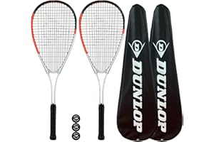 RACKETWORLD Dunlop Hyper Tour Squash Racket Twin Pack, inc Protective Cover & 3 Squash Balls