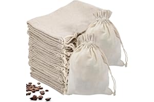 L&W Luck 24 Pezzi Sacchetto di Cotone, Coulisse Sacchetti Tessuto 8x10 cm, Sacchetti in Stoffa per Gioielli, Feste di Compleanno, Mestiere Fai da Te (Beige)