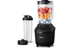 ‎PHILIPS DOMESTIC APPLIANCES Philips HR2041/41 Standmixer (450 Watt, ProBlend-Technologie, 1,9 Liter Kunststoffbehälter, inkl. Trinkflasche) schwarz