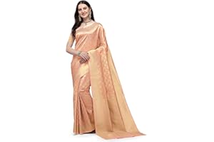 Jaanvi fashion Damen Kerala Banarasi Seide mit Zari Jacquard Arbeit Saree mit ungesäumtem Blusenteil