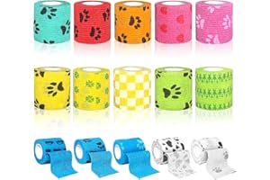 Aevcvok 15 Rotoli Benda Elastica Coesiva 5cmx4.5m, Bendaggio Coesivo Traspiranti, Benda Elastica Autoadesiva per Animali Domestici, Fasciatura Coesive Bendaggio Elastico per Mani, Piede(Colorati)