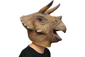 PARTYHOP PartyCostume Halloween kostium na imprezę głowa zwierzęcia maska lateksowa dinozaur triceratops