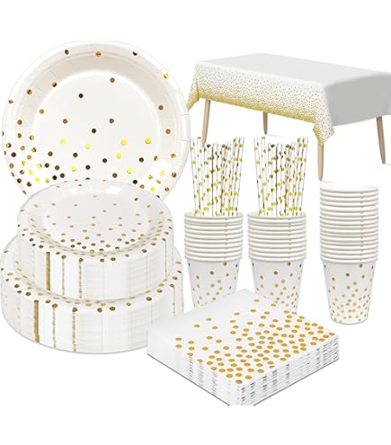 Kit Party Tavola Battesimo per 24 persone (112 pezzi: 24 piatti 23cm, 24 piatti 18cm, 24 bicchieri 200ml, 40 tovaglioli 33x33cm) in carta composta | Leroy Merlin