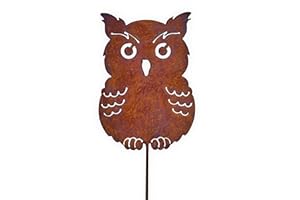 Bornhöft Decorazione da giardino con gufo Kautz, in metallo arrugginito, decorazione da giardino (60 cm)