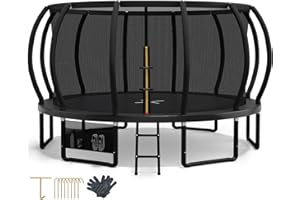 Devoko Cama Elástica Exterior para Niños Ø 228/305/366/427 cm, Trampolín Exterior de Jardín Calabaza Certificado GS con Red Seguridad, Escalera, Capacidad 150 kg