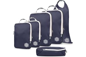TRIPPED TRAVEL GEAR Kompresyjne kostki do pakowania do podróży - kostki do pakowania i organizery podróżne, granatowe, 6 szt