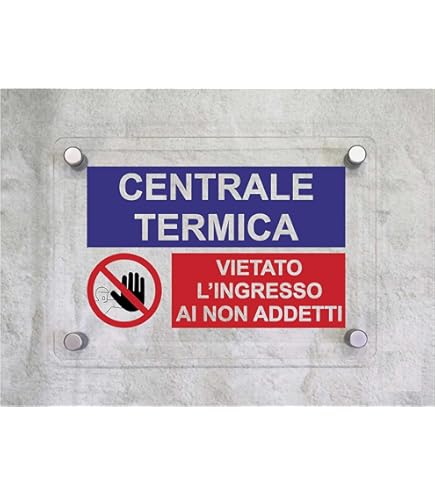Cartello Segnaletico 'Centrale Termica - Vietato Ingresso' - Adesivo Vinile Su Forex