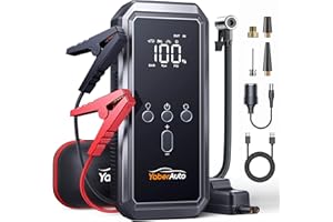 10 in 1 Jump Starter Power Pack 5500A 21800mAh with Air Compressor 150PSI, YaberAuto Car Battery Jump Starter Power Bank (9.0 Gas/8.0L Diesel/Hybrid), 12V Car Jump Starter with Force Start