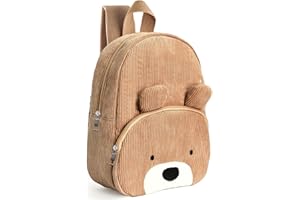 LEZEHEA Sac a Dos Enfant Maternelle Velours Côtelé Ours,Générique Cartable Fille Primaire,Cartable Scolaire Maternelle Sac à Dos Mignon,Sac à Dos Scolaire Animaux pour garçons Filles Jardin Petit Ours