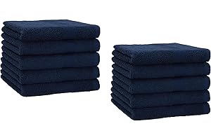 Betz Premium Set de 10 Serviettes d‘invités Ensemble de 10 Serviettes pour Visage et Mains Lot de Serviettes essuie-Mains 30 x 50cm Color Bleu foncé