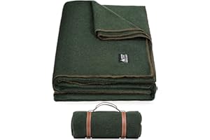 OneTigris Wool Blanket, Camping Wool Blanket–Large, Cozy, Washable,Great for Camping,Outdoors,Car,Sporting Events, Bushcraft Survival Kits 64in x 87in