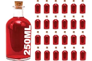 SLKFACTORY casavetro Bottigliette Vetro con Tappo Sughero - 250 ml - Bottiglia Vuota in Vetro per Vino, Liquore, Acqua, Succo di Frutta, Conserve, Latte, Olio, Birra, Vino, Estratti, Amari (24 x 250 ml)