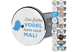 ‎SANILO Sanilo Waschbeckenstöpsel, viele schöne Stöpsel für das Waschbecken zur Auswahl, universal mit Sprüchen (Der frühe Vogel)