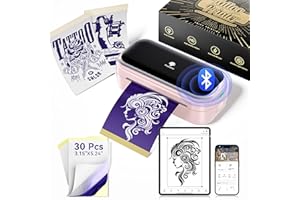 Phomemo Stencil Printer - Tattoo Printer TP31 Pink Tattoo Transfer Printer with 30pcs Transfer Consumables, Bluetooth Wireless Tattoo Printer Ideal For Tattoo Artist, DIY Temporary Tattoos Stencil