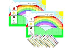 kids2learn Toddlers Potty Training & Toilet Training Reward Chart Pack (2 Charts) & 270 Star Stickers - Rainbow Design