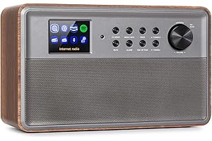 AUNA Radio Ricaricabile, Radio DAB/FM//DAB+, Radio Portatile Bluetooth Digitale con Altoparlanti Stereo 10W, Display HCC, Spotify Streaming, Amazon Music, Radiosveglia, Radio Vintage in Legno Elettrica