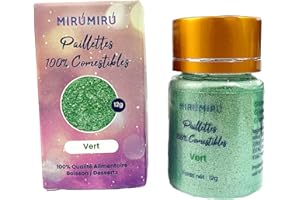 MIRUMIRU Paillettes Comestibles 12g - 100% Alimentaire Poudre pour Boisson, Gâteaux, Cocktail, Macaron, Chocolat, Champagne - Vert