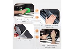 YQSIBTH Car Sill Protectors Strips, 5cmx5M Car Door Sill Protector with 2 Scraper, Carbon Fiber Wrap Film, Door Protector Anti Scratch Guard Bumper Sticker for Car/SUV/Truck(Black)