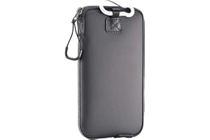 OneJoy Neopren Handytasche mit Karabiner, Stoßdämpfende Handyhülle mit großer Reißverschlussöffnung & Innentasche, passend für 6,1–6,9 Zoll Smartphones [ Farbe: Carbon ]