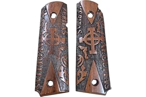 warreplica WWII US M1911 / 1911 .45 Hölzerne Pistolengriffe Veritas Equitas Circle Cross - Reproduktion