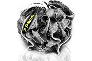 Tilcare XXL 90 g Charcoal Shower Loofah in Pack of 3 - Perfect Bath Sponge for Exfoliating for Men & Women - Body Exfoliating Brush for Clean and Smooth Skin