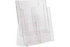 taymar Soporte para folletos de mesa para DIN A4 o DIN largo, 2 niveles, transparente, con divisor