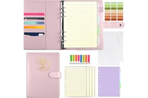 Qefuna segregator A5, okładka z PU z wytłoczonym na folii motywem Drzewa Życia Słońca, notatnik z wkładem 180, kieszeniami i przekładkami, różowy