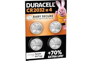 DURACELL 2032 Lithium Knopfzelle (4 Stück) 3V, CR2032 | Bis zu 70 % zusätzliche Lebensdauer – Baby-Secure-Technologie - 