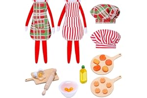 Super Idee Juego de 21 delantal de cocina para selfos de Navidad, para cocinar en miniatura, para cortar huevo, aceite de oliva, galletas, buen tamaño para elf on the shelf en el estante Scout Elves,
