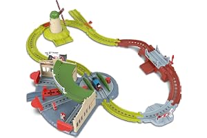 Fisher-Price Thomas Timouth Upptäckt tåg | Inkluderar Thomas och Harold lokomotivfordon helikoptern, svängbar plattform för att byta tågväg, JWC72